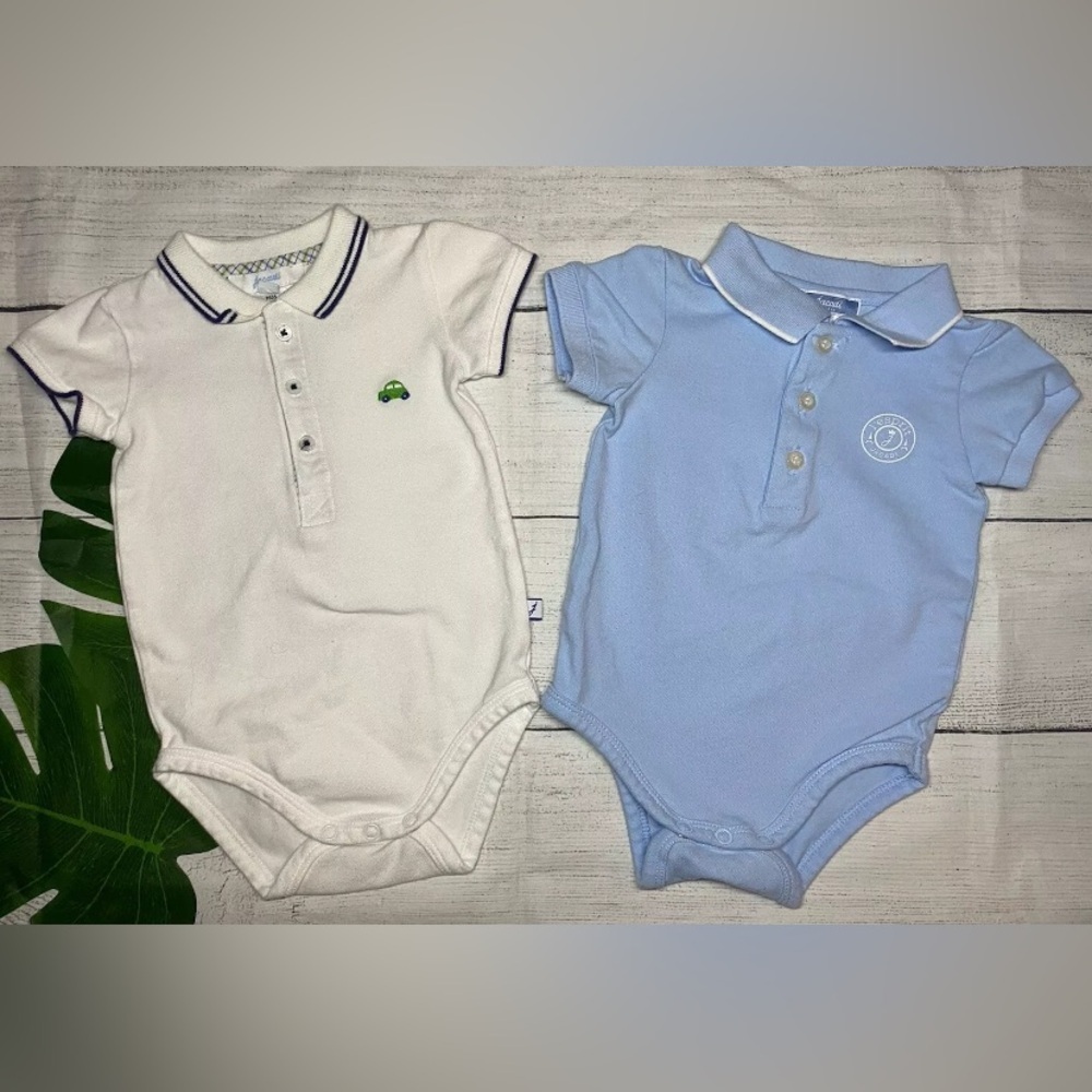 Jacadi baby Short Sleeve Polo Bodysuit Bundle Sz 6 Months